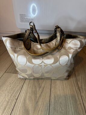 Coach Signature Tote in Shimmery Gold a
